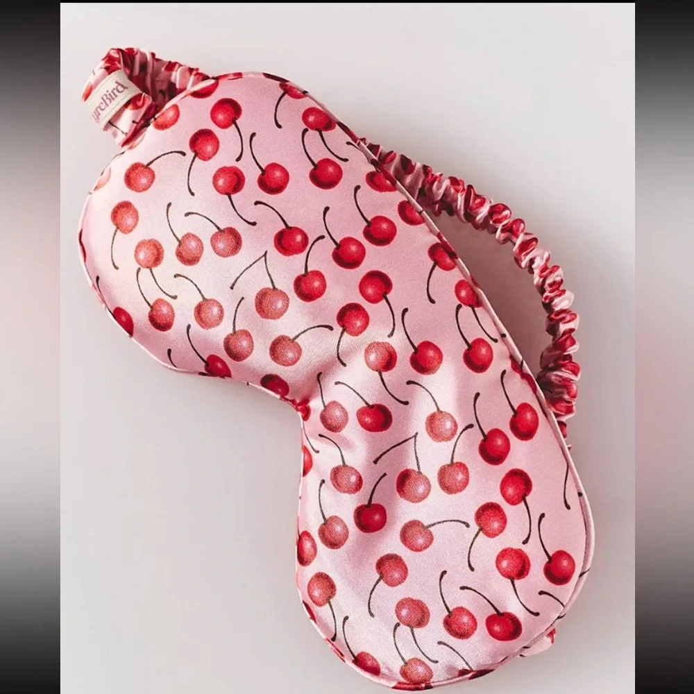 Lyrebird Cherry Print Pink Sleep Mask